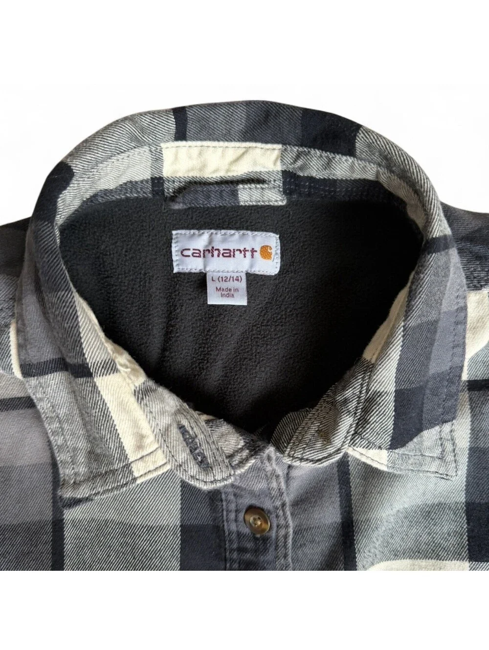 Carhartt Youth L 12/14 Plaid Fleece Lined Shacket Shirt Jacket